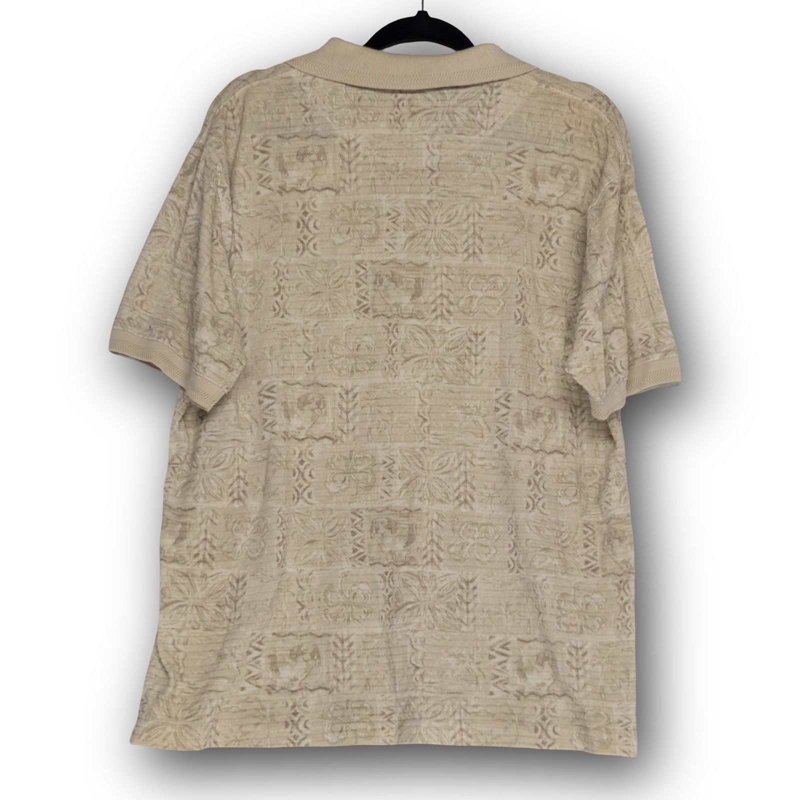 Vintage Big Dogs Polo Shirt Men's Medium Beige Tropical Floral Excellent - Image 2