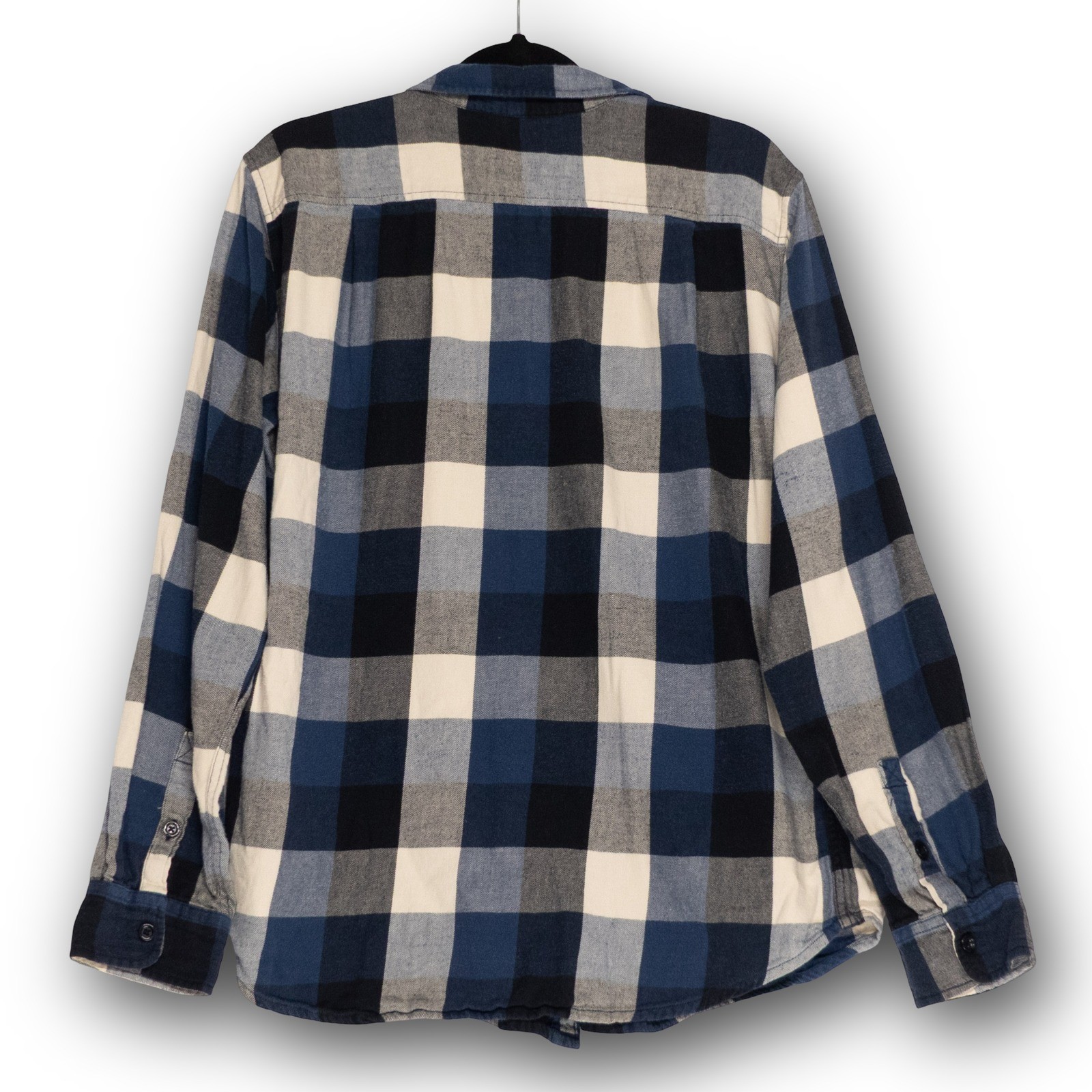 Quiksilver Flannel Button Down Shirt Men's Large Blue Plaid Long Sleeve Excellen - Image 2