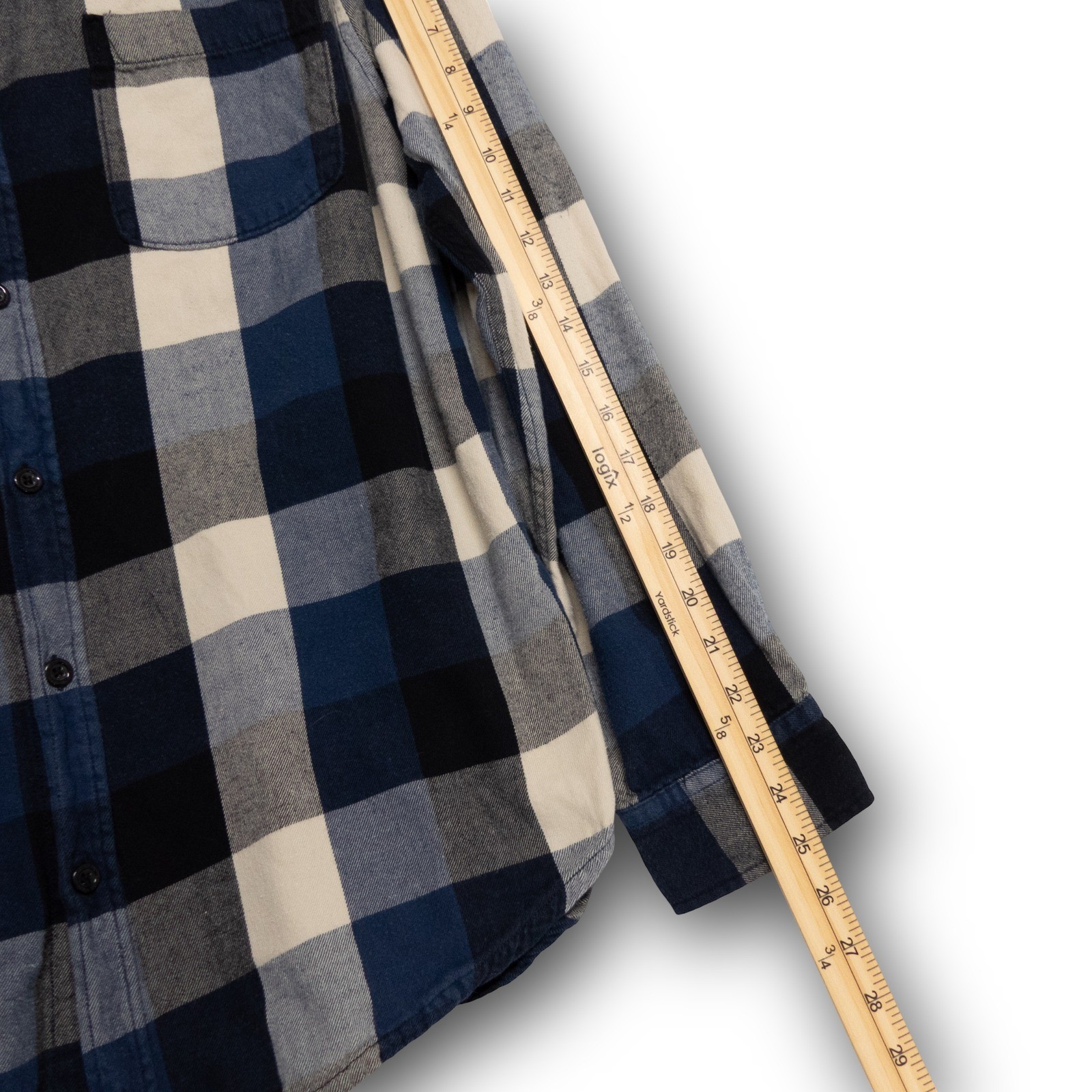 Quiksilver Flannel Button Down Shirt Men's Large Blue Plaid Long Sleeve Excellen - Image 5