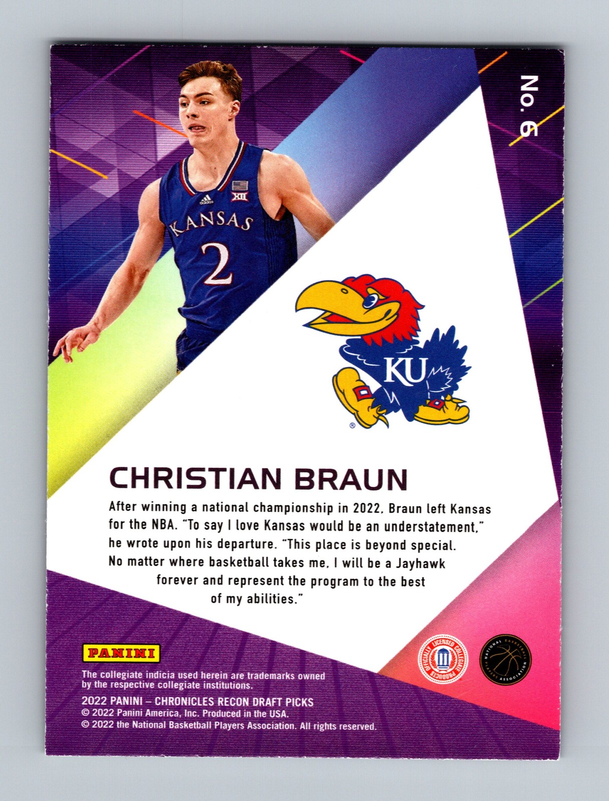 2022 Panini Chronicles Draft Picks #6 Christian Braun Recon - Image 2