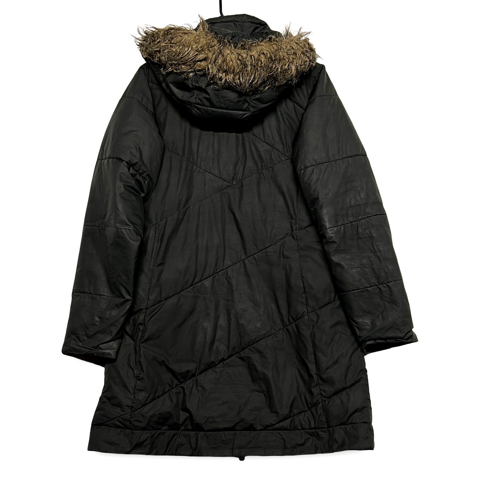 Columbia Womens Black Puffer Parka Small Faux Fur Hood Quilted Winter Coat - Image 2
