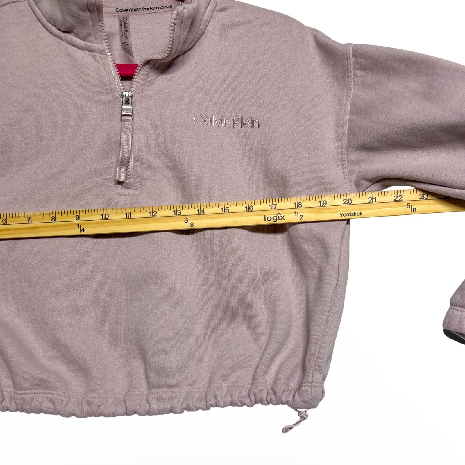 Calvin Klein Performance Pullover Womens Medium Mauve Cropped Quarter Zip - Image 6