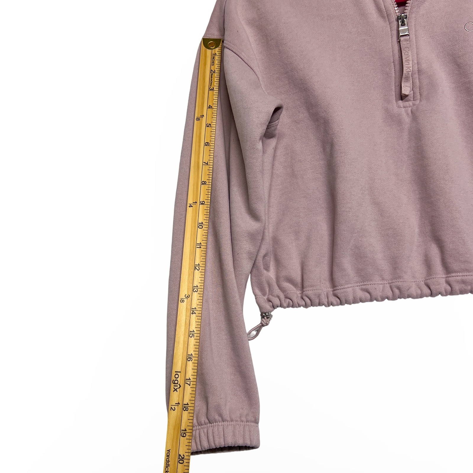 Calvin Klein Performance Pullover Womens Medium Mauve Cropped Quarter Zip - Image 7