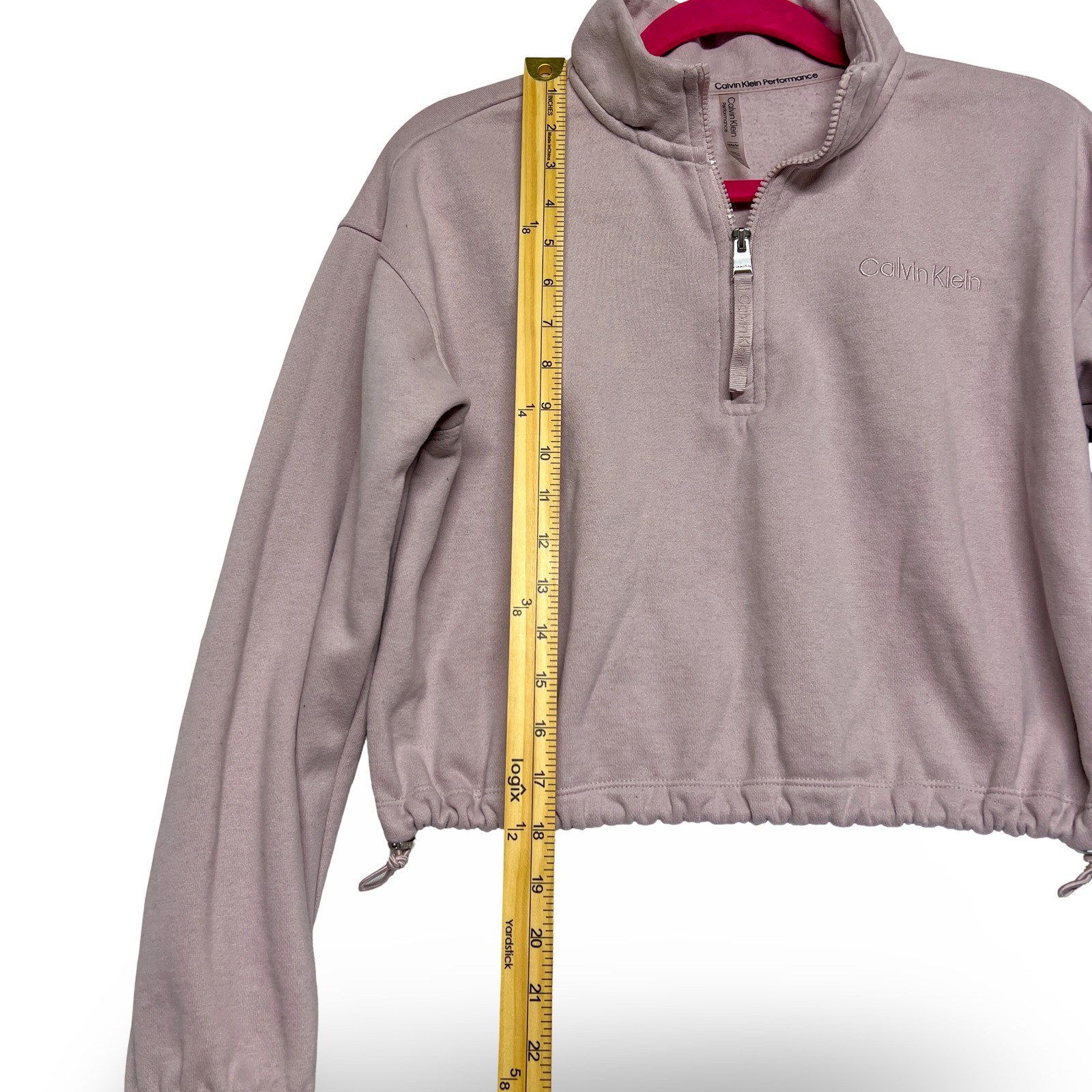 Calvin Klein Performance Pullover Womens Medium Mauve Cropped Quarter Zip - Image 9