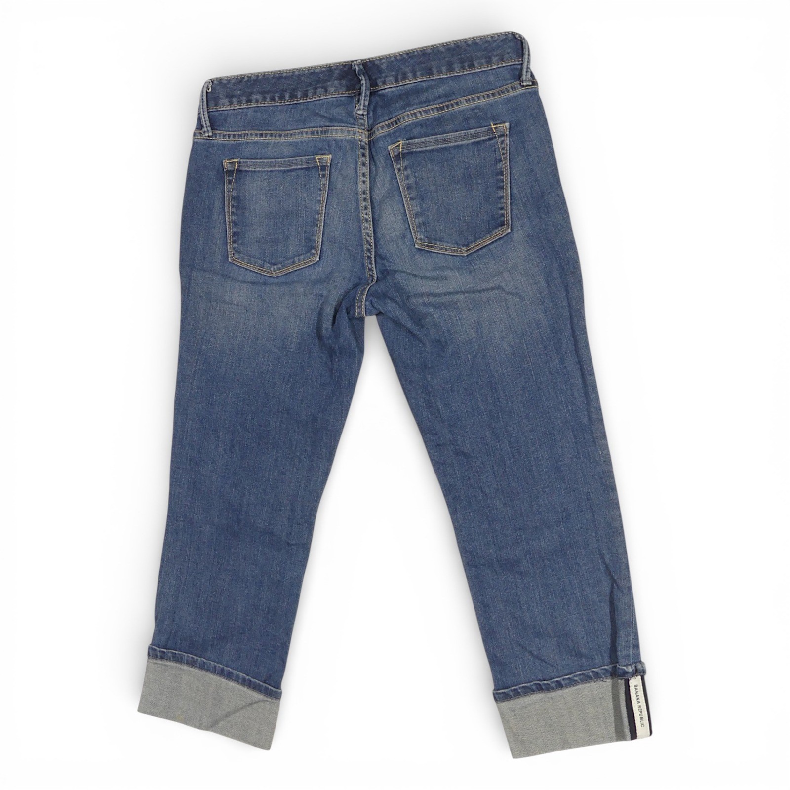 Banana Republic Stretch Capri Jeans Womens 2/26 Petite Blue Cuffed Excellent - Image 2