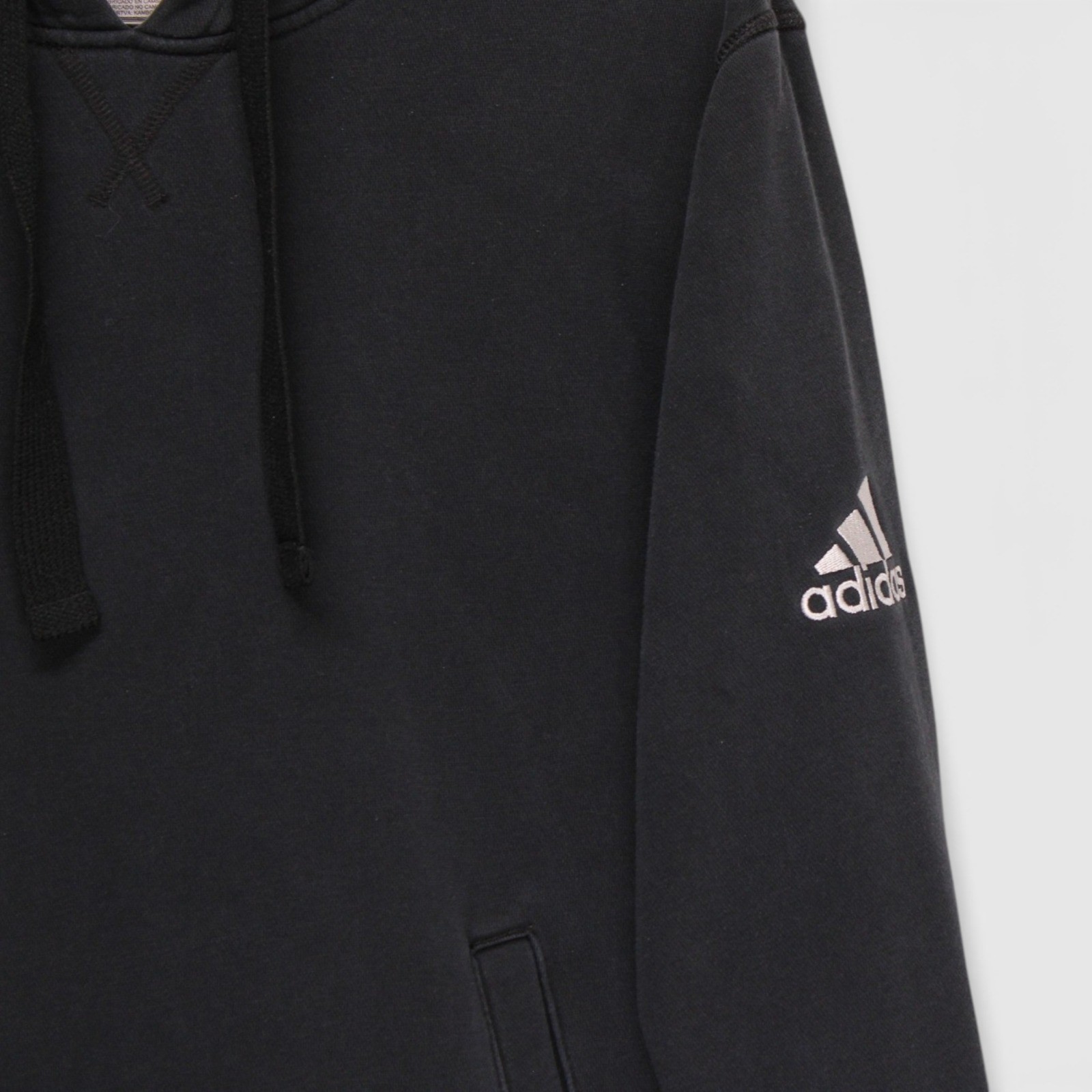 Adidas Mens XS Black Hoodie Pullover Sweatshirt Athletic Logo Fleece Good - Image 3