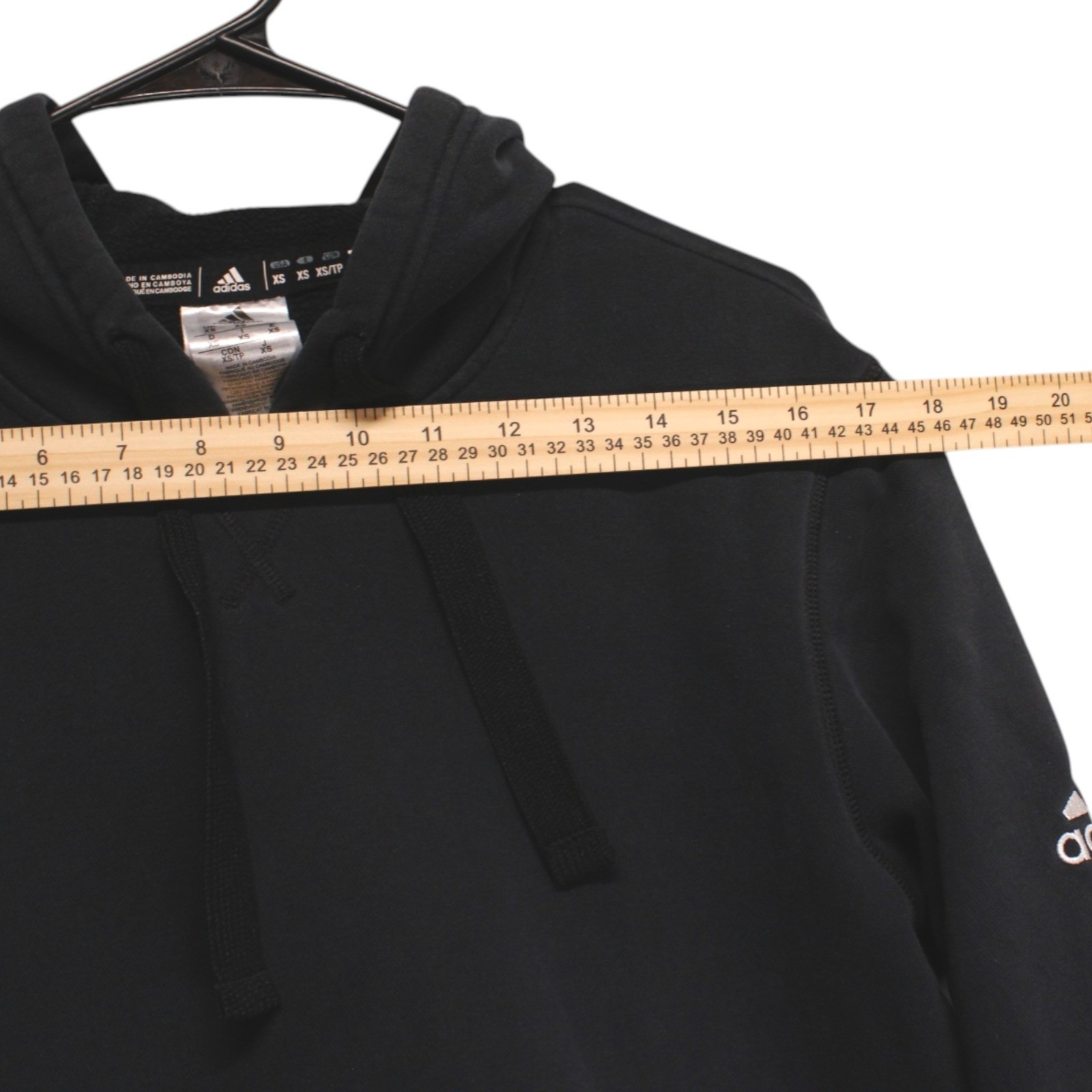Adidas Mens XS Black Hoodie Pullover Sweatshirt Athletic Logo Fleece Good - Image 9