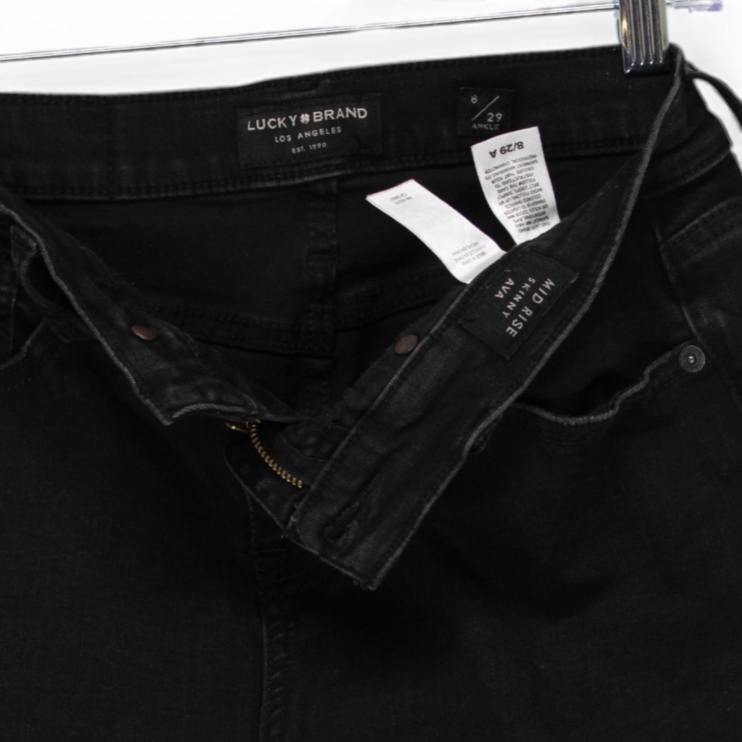 Vintage Lucky Brand Ava Mid Rise Skinny Ankle Jeans Womens 8 29 Black Excellent - Image 4