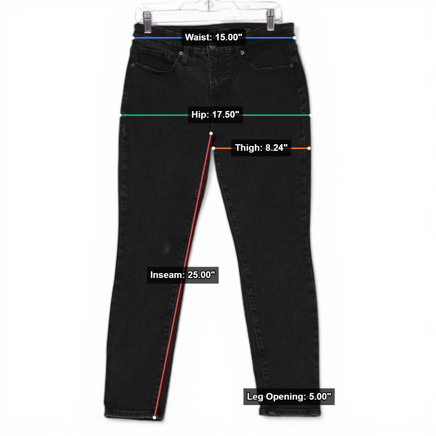 Vintage Lucky Brand Ava Mid Rise Skinny Ankle Jeans Womens 8 29 Black Excellent - Image 5