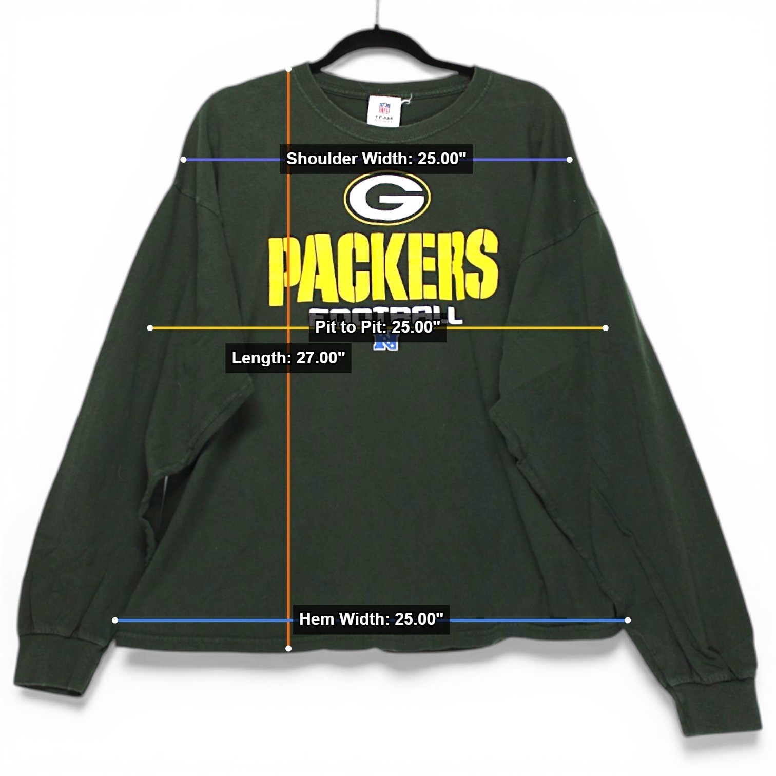 Packers NFL Team Apparel Long Sleeve Shirt Mens 2XL Green Football Good - Image 3
