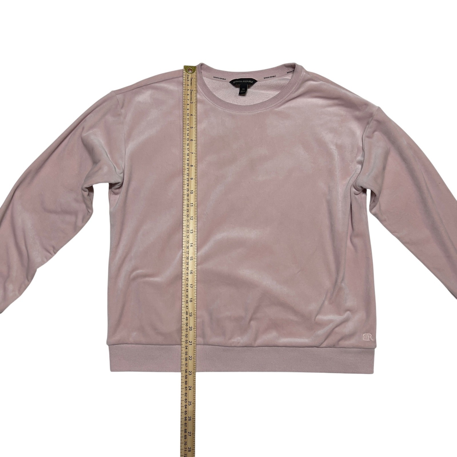 Velour Banana Republic Women's Medium Pink Crewneck Sweatshirt Excellent - Image 5