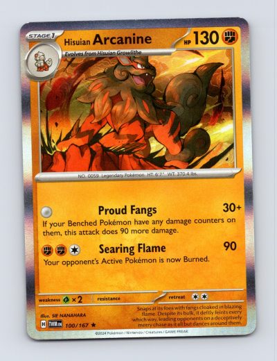 SV06: Twilight Masquerade #100/167 Hisuian Arcanine Holo Pokemon