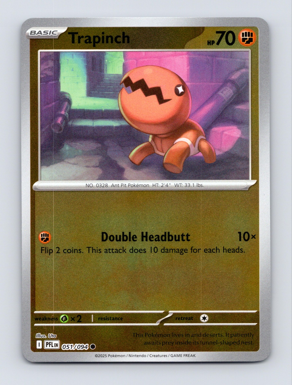 ME02: Phantasmal Flames #051/094 Trapinch Reverse Holo Pokemon