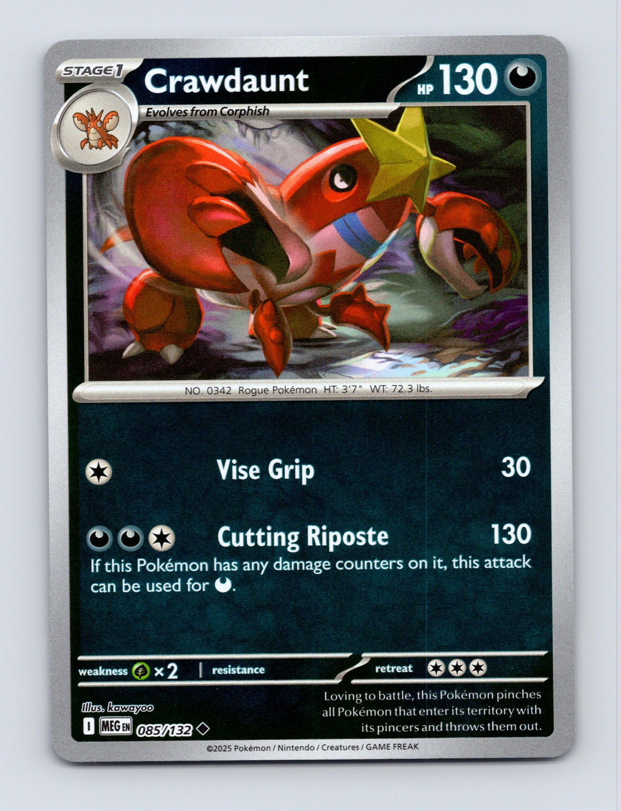 ME01: Mega Evolution #085/132 Crawdaunt Reverse Holo Pokemon