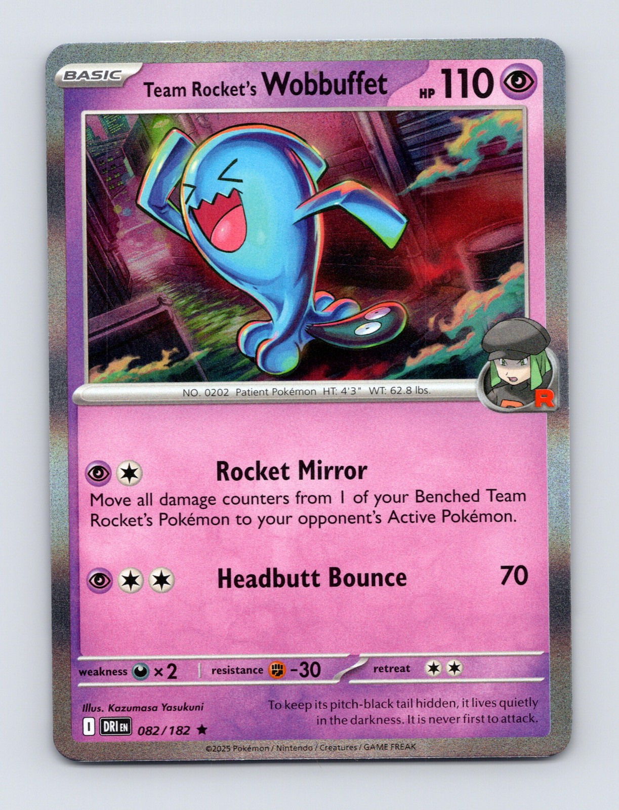 SV10: Destined Rivals #082/182 Team Rocket's Wobbuffet Holo Pokemon