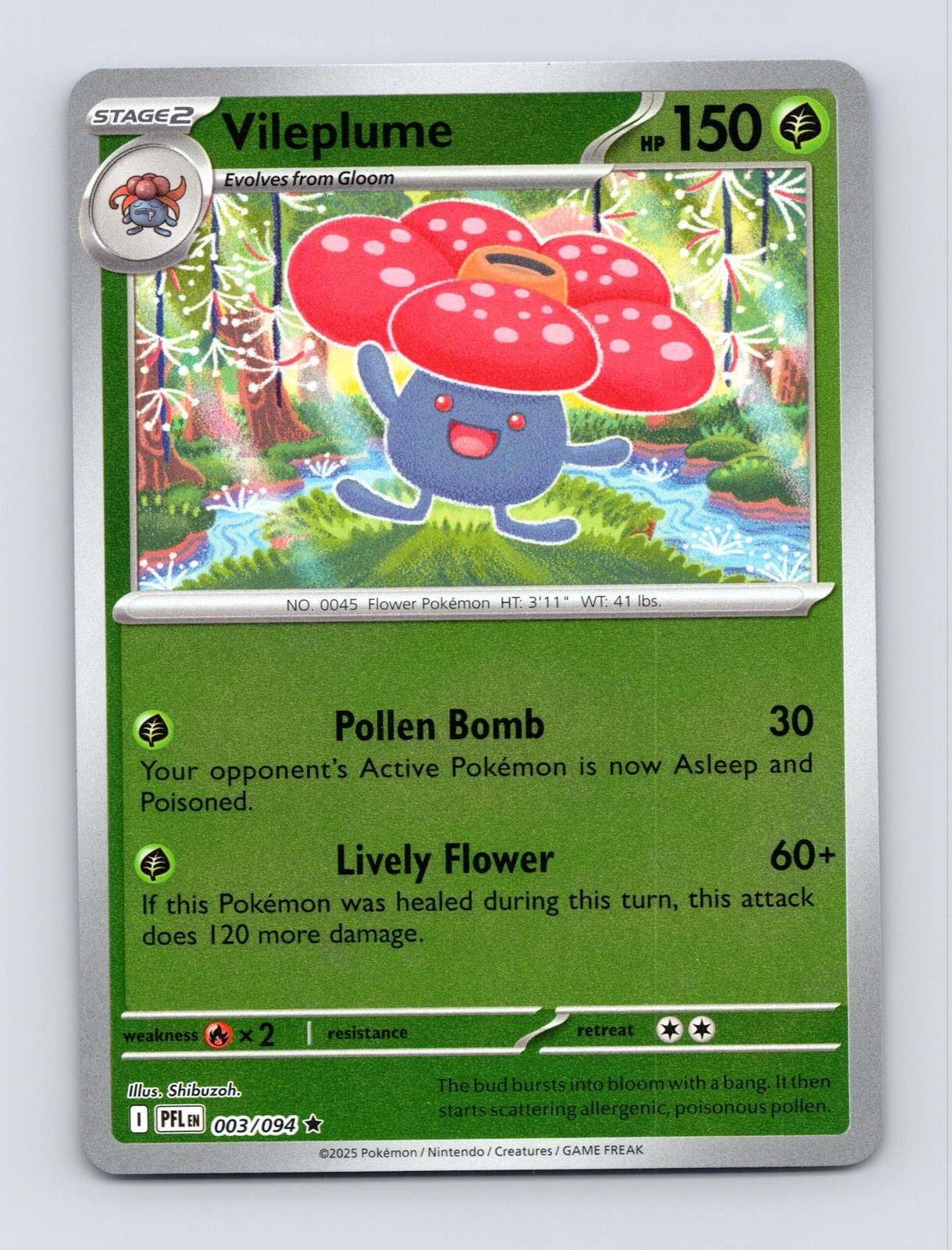ME02: Phantasmal Flames #003/094 Vileplume Reverse Holo Pokemon