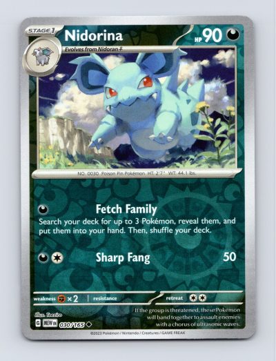 SV: Scarlet & Violet 151 #030/165 Nidorina Reverse Holo Pokemon