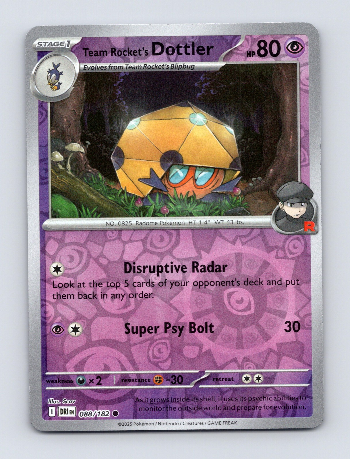 SV10: Destined Rivals #088/182 Team Rocket's Dottler Reverse Holo Pokemon