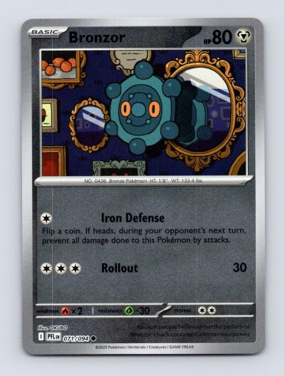 ME02: Phantasmal Flames #071/094 Bronzor Reverse Holo Pokemon