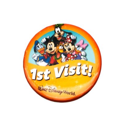 Walt Disney World 3" Pin Button - 1st Visit - Mickey Minnie Daisy Goofy Donald