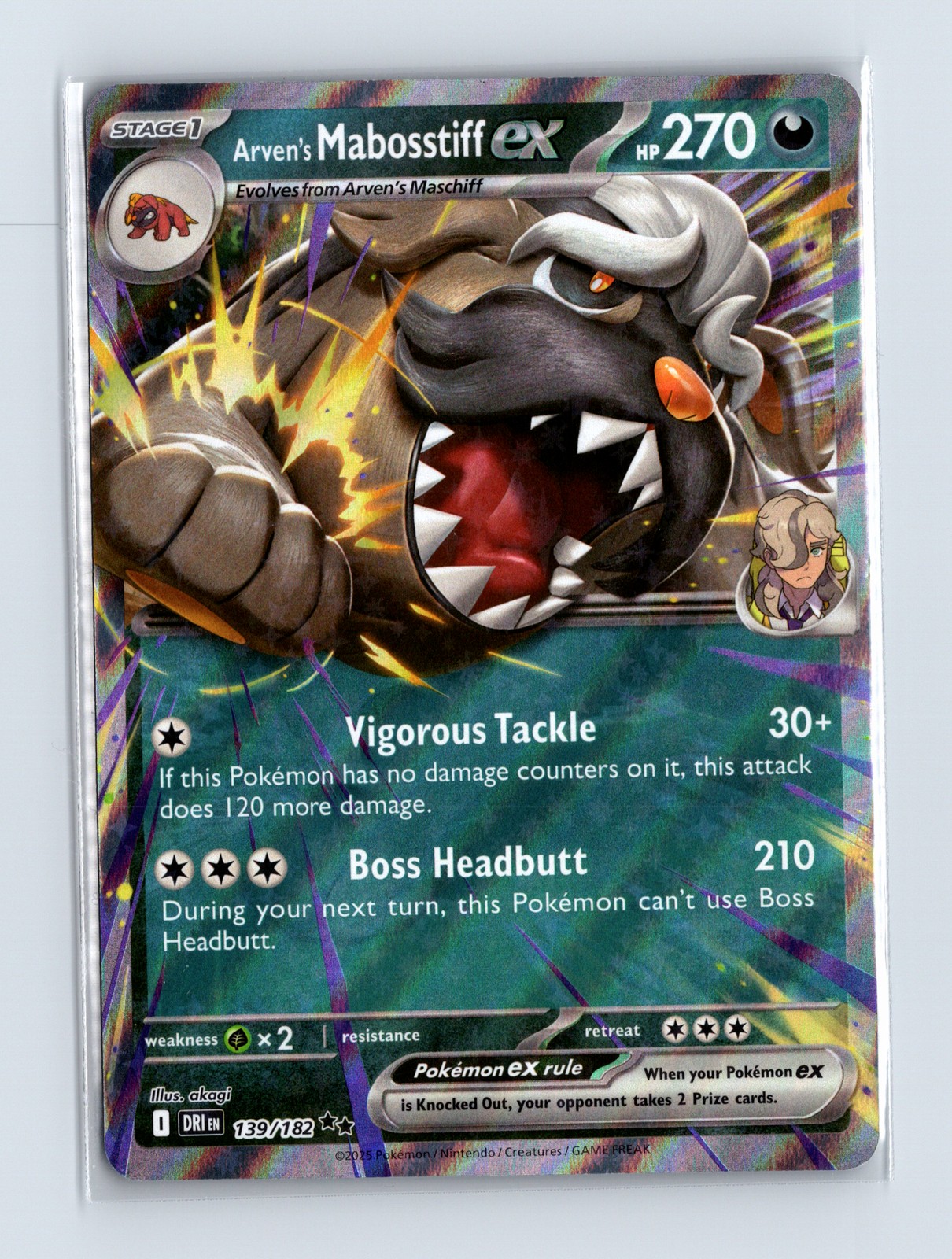 Arven’s Mabosstiff Ex 139/182, Pokemon, Destined Rivals