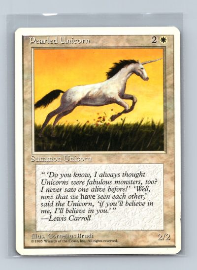 MTG Pearled Unicorn Fourth Edition Magic The Gathering Card Excellent