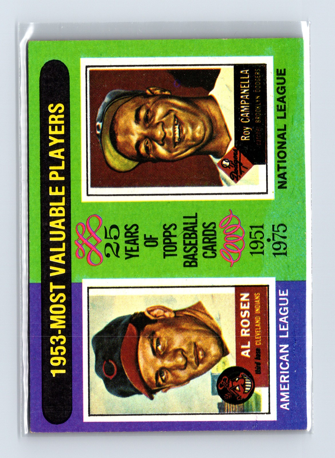 1975 Topps Baseball - SET BREAK - #191 1953 MVPs Rosen Campanella (HOF)