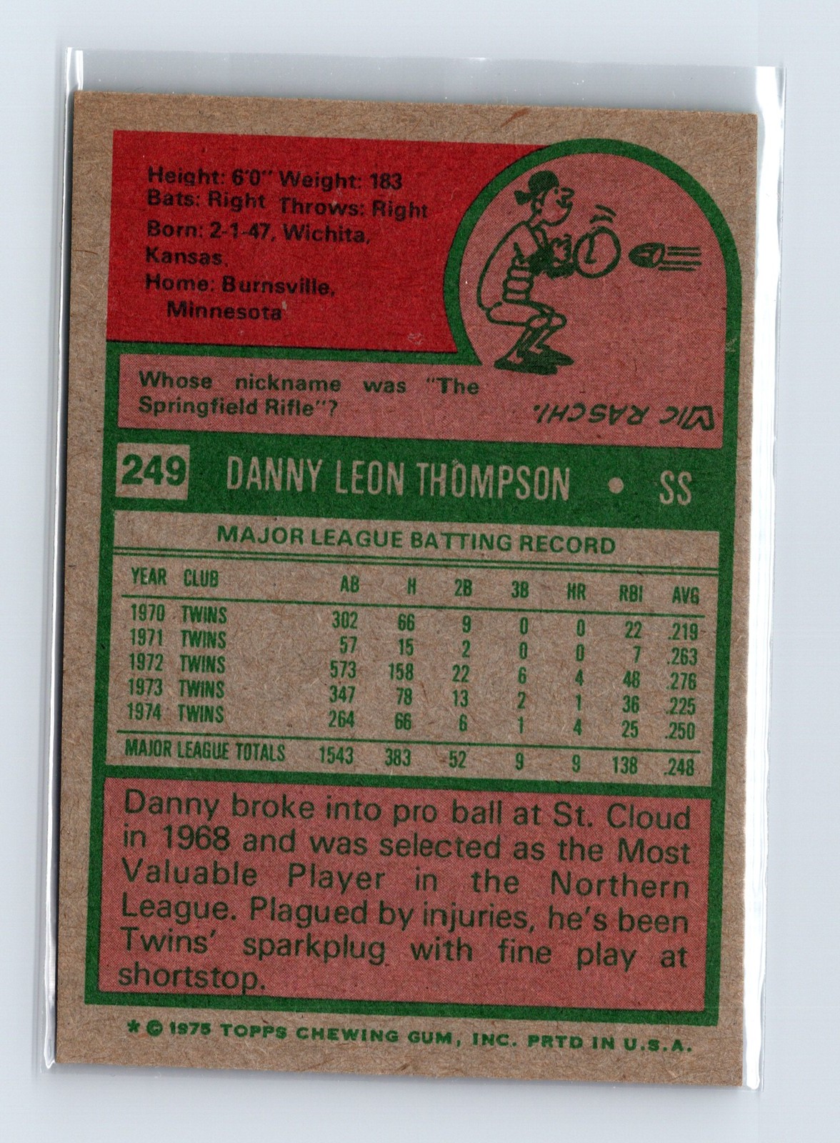 1975 Topps Baseball - SET BREAK - #248 Randy Jones - Image 2