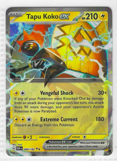 Tapu Koko ex 068/182 Scarlet & Violet Paradox Rift Pokémon TCG