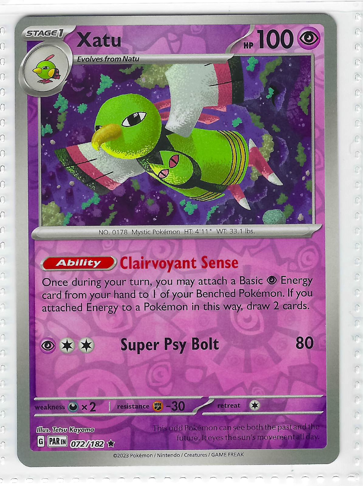 Pokemon Xatu 072/182 Reverse Holo - Paldea Evolved