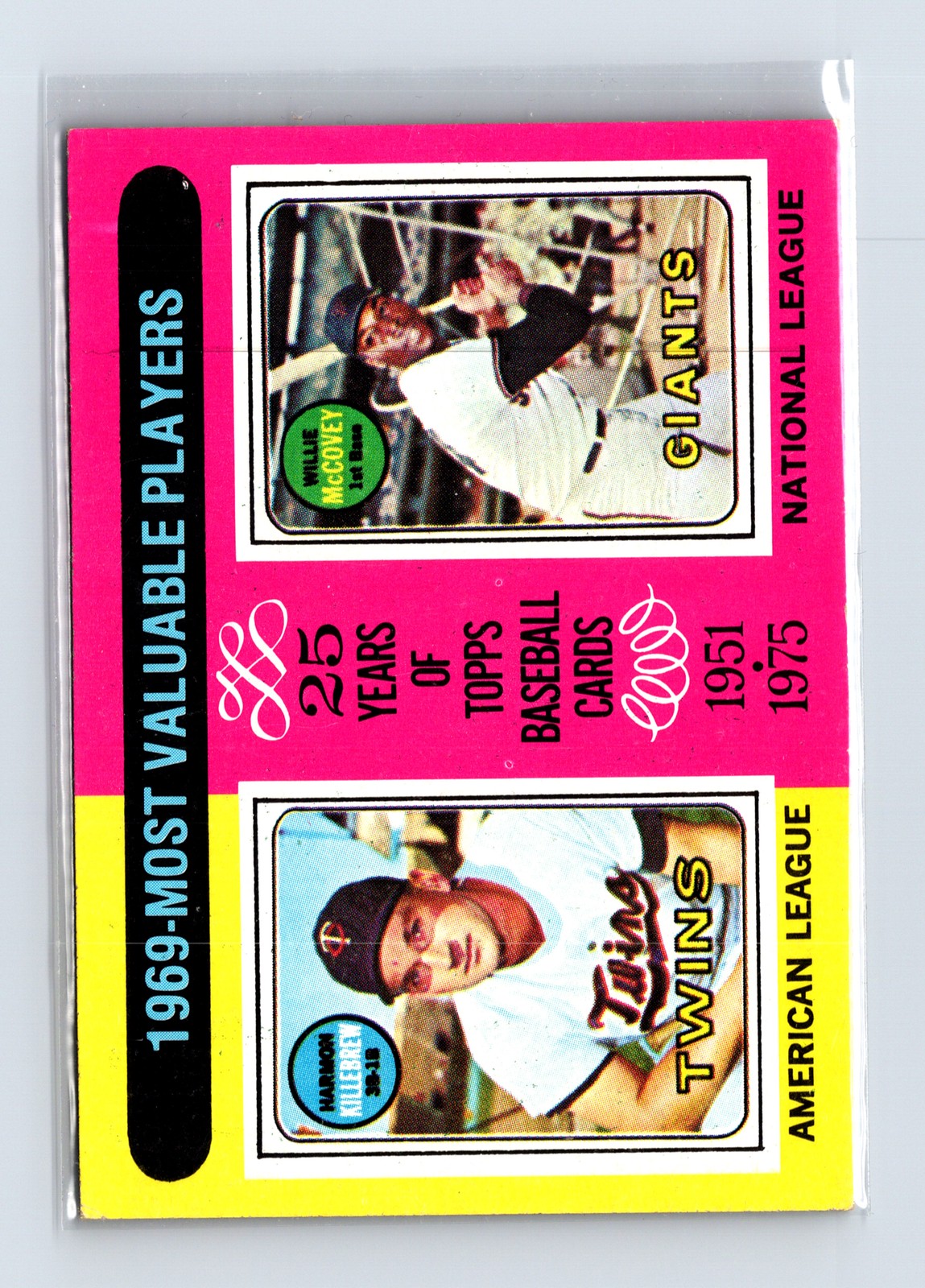 1975 Topps Baseball - SET BREAK - #207 1969 MVPs Killebrew McCovey (HOF)