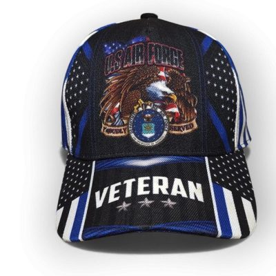 US Air Force Veteran Hat Eagle Flag Snapback Adjustable Excellent