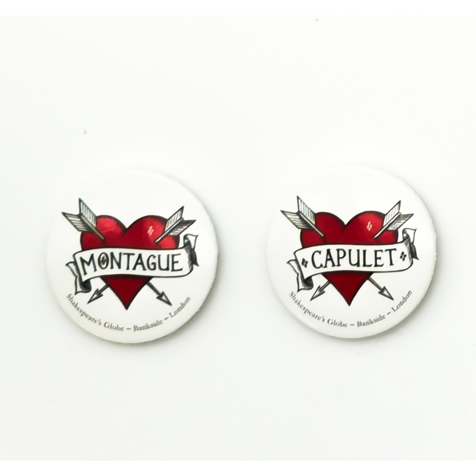 Montague & Capulet 1" Pin Buttons - Romeo & Juliet