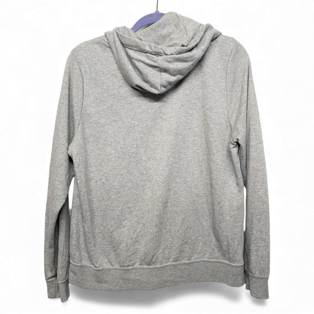 Nike Cowl Neck Hoodie Women's M Gray Fleece Pullover Orange Logo Sweatshirt Good - Image 2