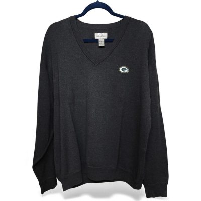Cutter Buck Green Bay Packers V-Neck Sweater Men XXL Gray Cotton Golf