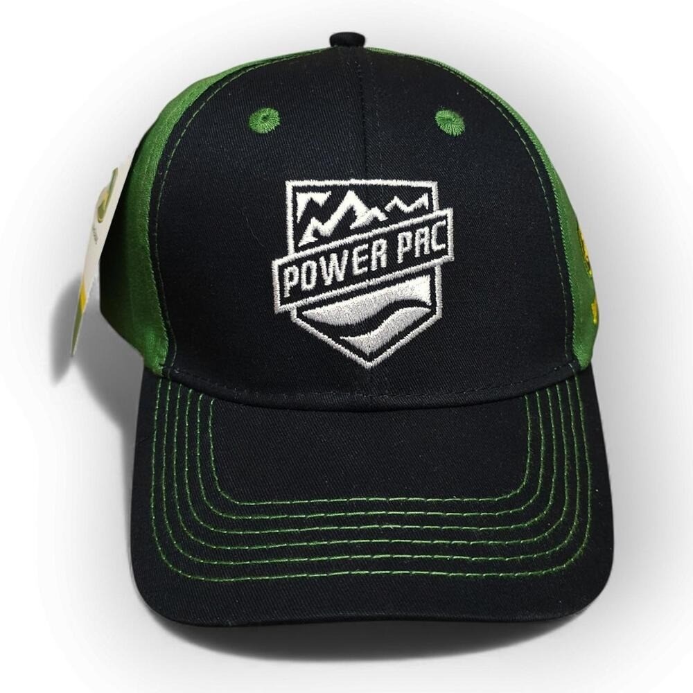 John Deere Cap Power Pac Embroidered Baseball Hat Men Black Green NEW Adjustable