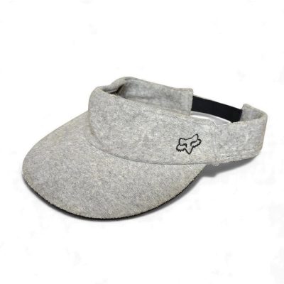 Vintage Fox Head Racing Gray Heathered Terry Cloth Visor Cap Men's Adjustable GO