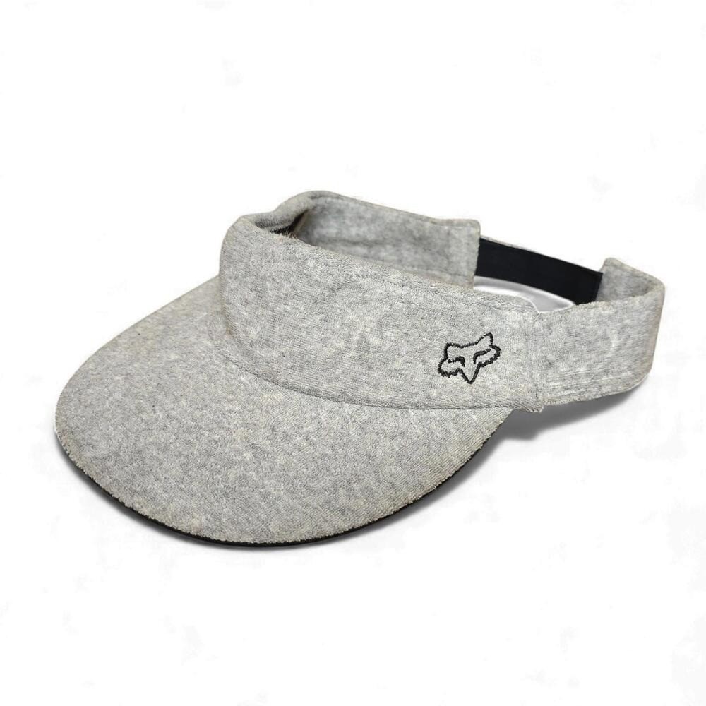 Vintage Fox Head Racing Gray Heathered Terry Cloth Visor Cap Men's Adjustable GO