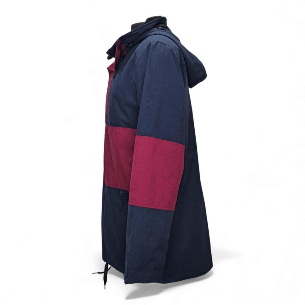 Ride Snowboard Anorak Jacket Navy Burgundy Colorblock Hooded Men L Excellent - Image 4