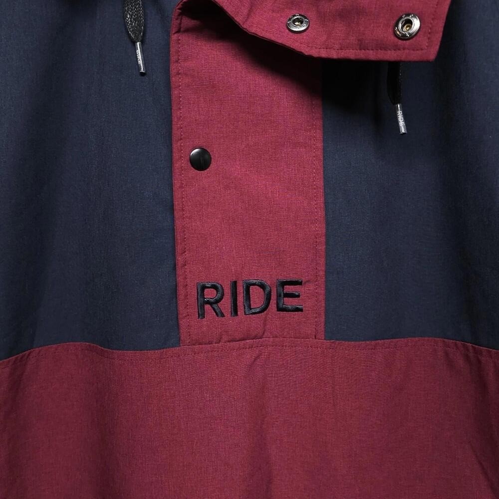 Ride Snowboard Anorak Jacket Navy Burgundy Colorblock Hooded Men L Excellent - Image 6