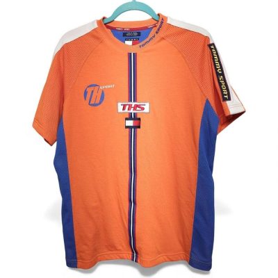 Vintage Tommy Sport Orange Blue 85 Graphic T-Shirt Men's M Mesh EXCELLENT
