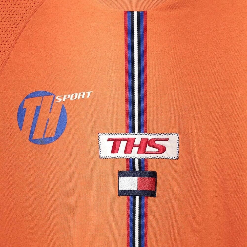 Vintage Tommy Sport Orange Blue 85 Graphic T-Shirt Men's M Mesh EXCELLENT - Image 3
