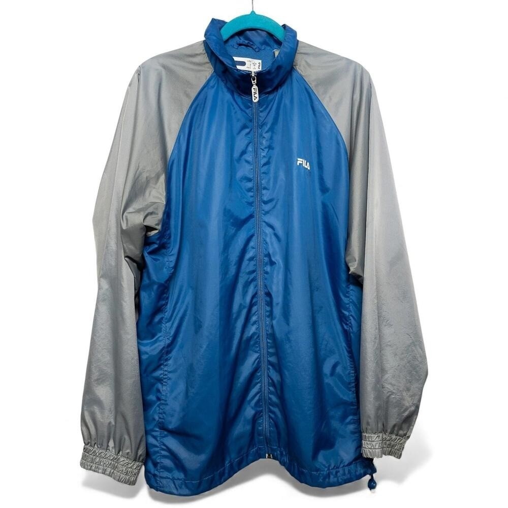 Vintage Fila Mens Blue Gray Windbreaker Track Jacket Size L Excellent