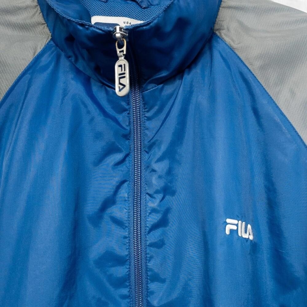 Vintage Fila Mens Blue Gray Windbreaker Track Jacket Size L Excellent - Image 3