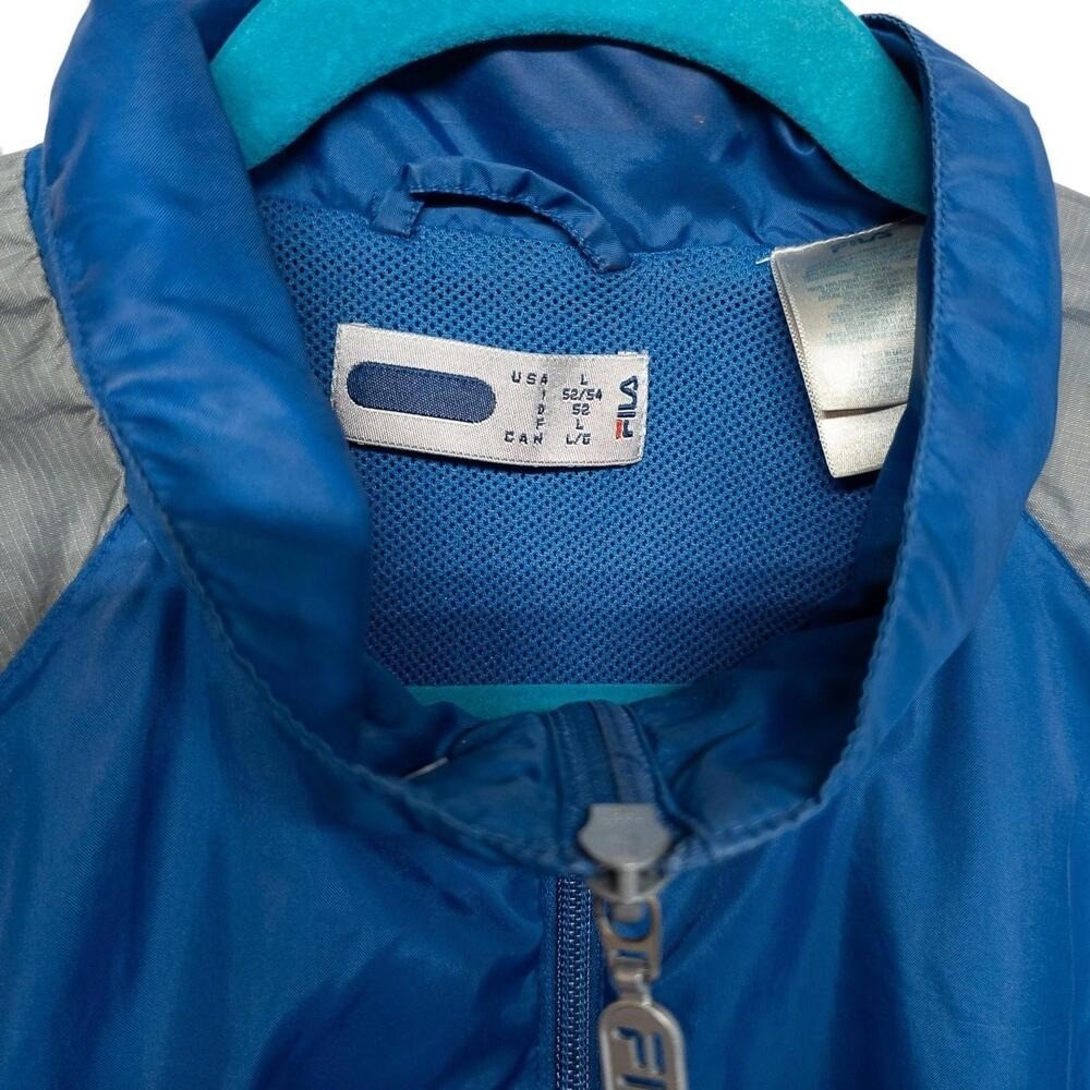 Vintage Fila Mens Blue Gray Windbreaker Track Jacket Size L Excellent - Image 4
