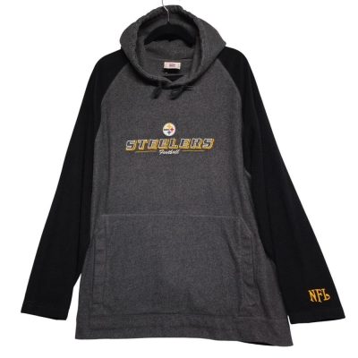 Pittsburgh Steelers Raglan Hoodie Gray Black Men's