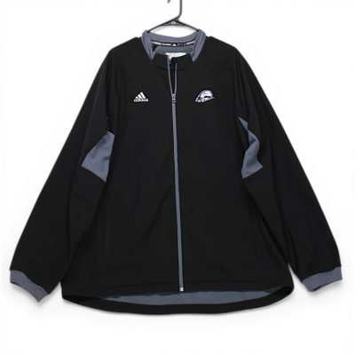 Adidas Mens Track Jacket Large Black Grey Full Zip Eagle Logo Excellent