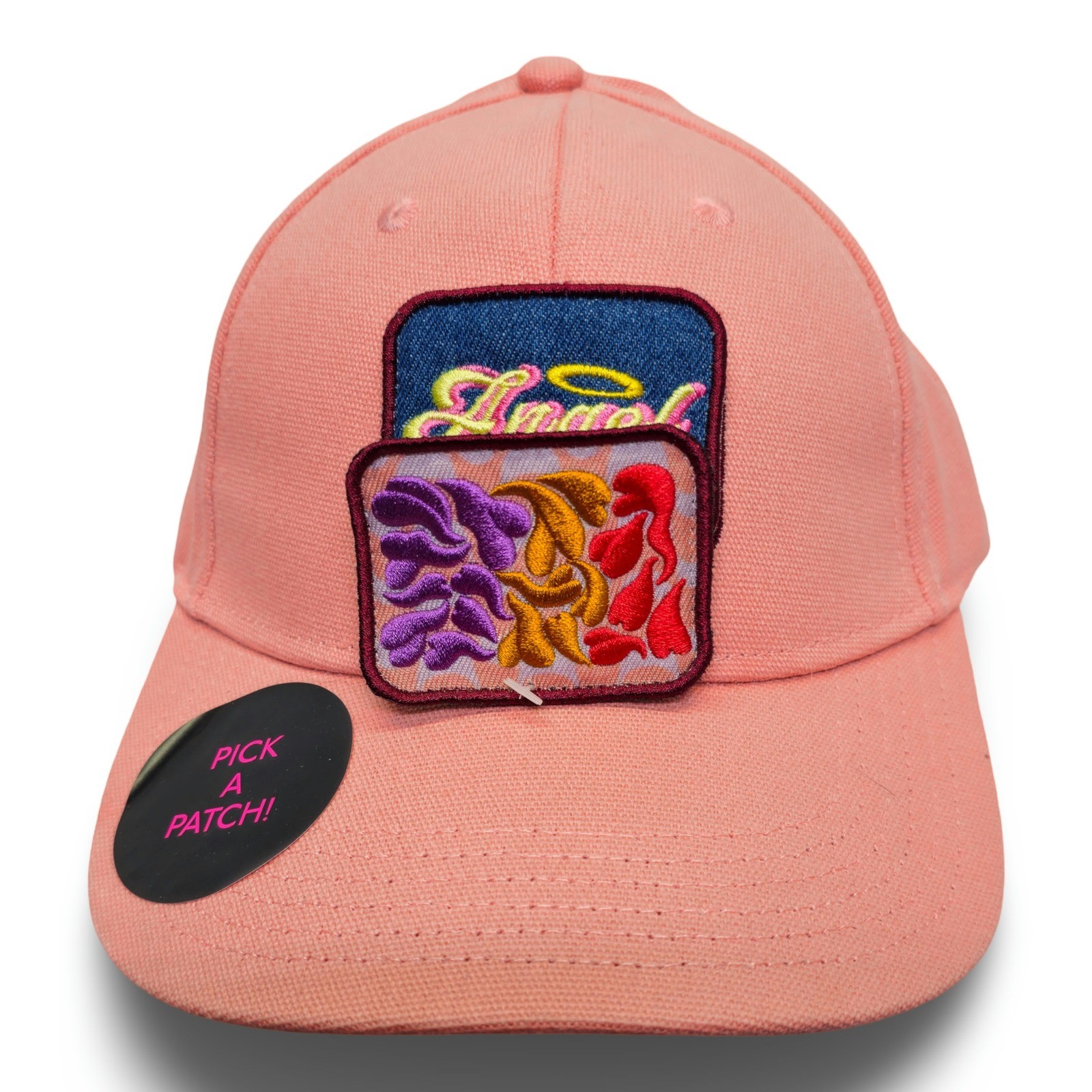 Vintage Unbranded Pink Baseball Cap One Size Adjustable with Pick a Patch Front