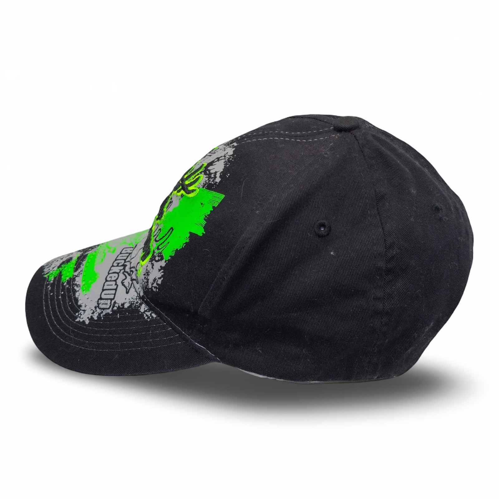 BuckedUp Black Neon Green Antlers Graphic Adjustable Baseball Cap - Image 2