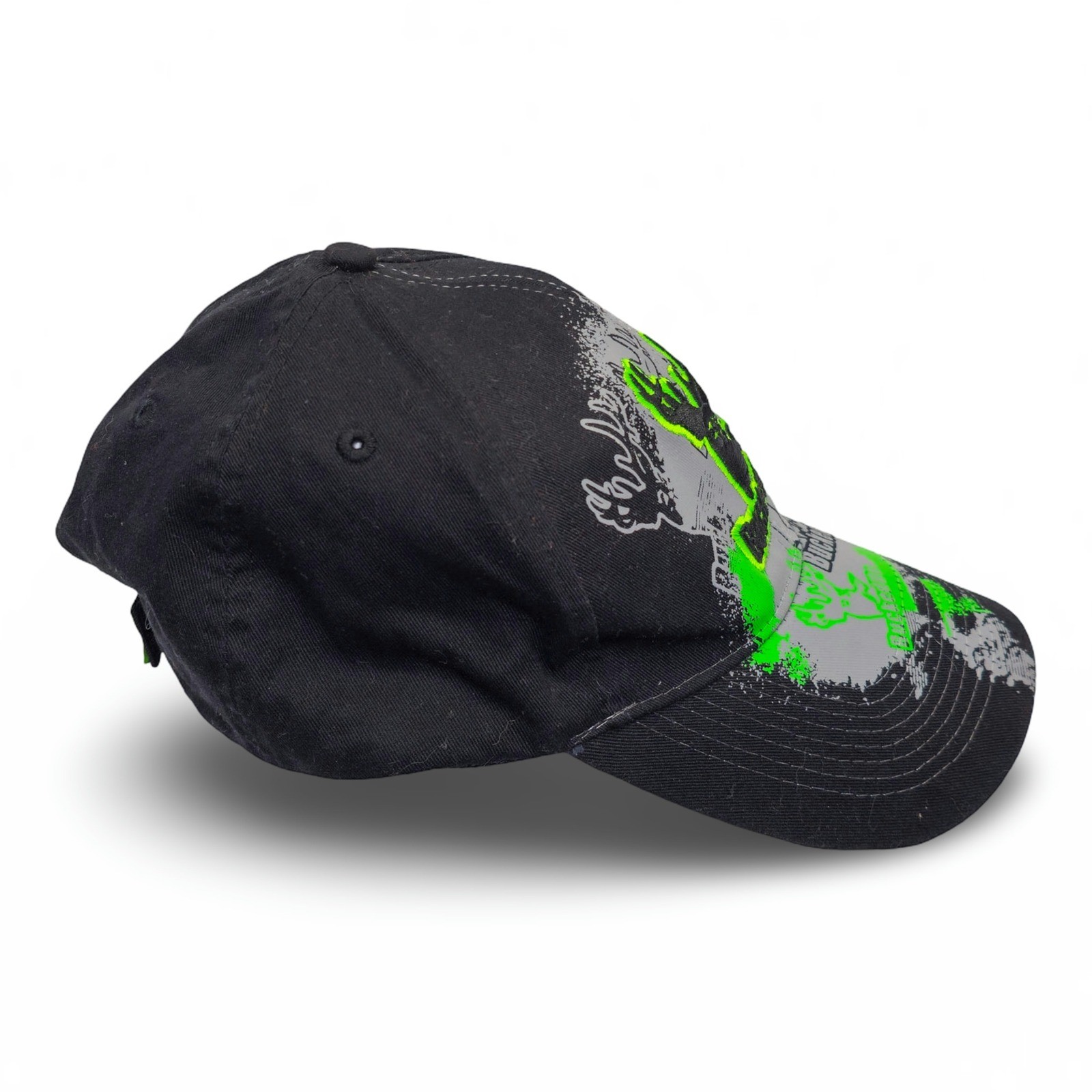 BuckedUp Black Neon Green Antlers Graphic Adjustable Baseball Cap - Image 4